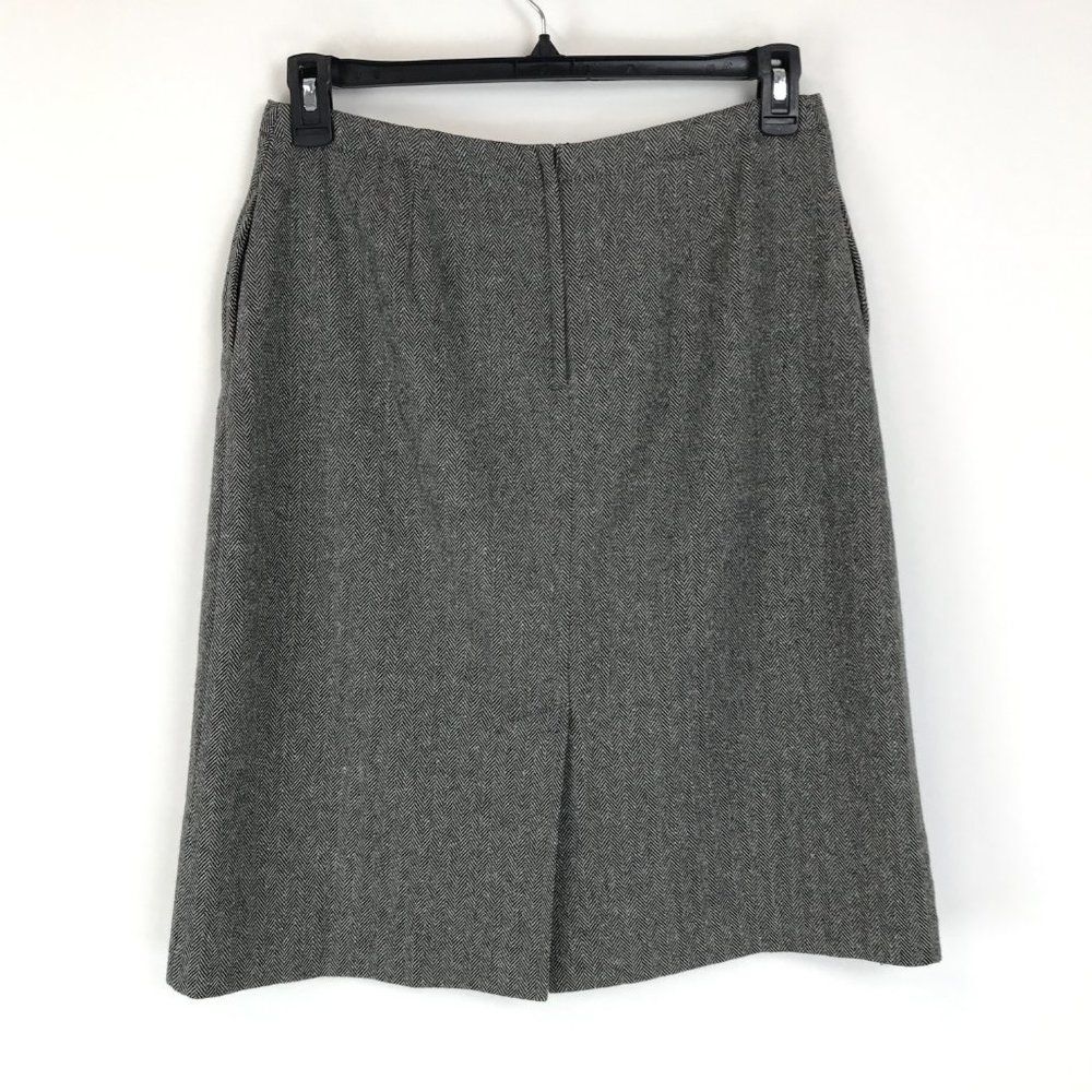 J. Crew Wool Blend A-Line Skirt Women’s Size 10 Zip Pockets Lined Herringbone - Picture 3 of 10